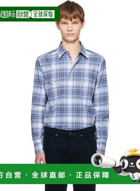 1h可退 香港直邮潮奢 Tom Ford 汤姆 福特 男士 蓝色 Check Weste