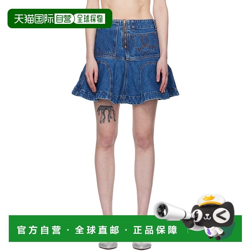 1h可退 香港直邮潮奢 Edward Cuming 女士 蓝色 Godet 牛仔短裙 S