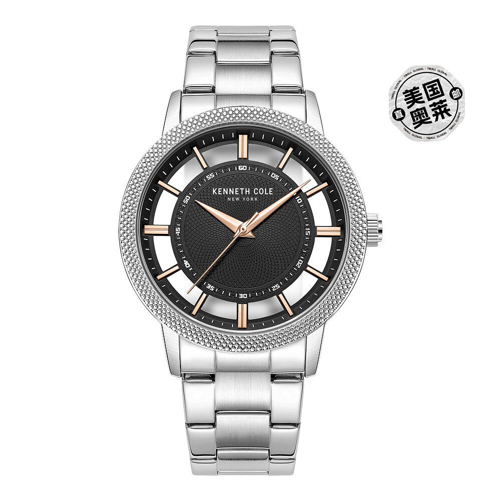 kenneth cole 纽约男士 44 毫米石英手表 kcwgg7001902 - 银色