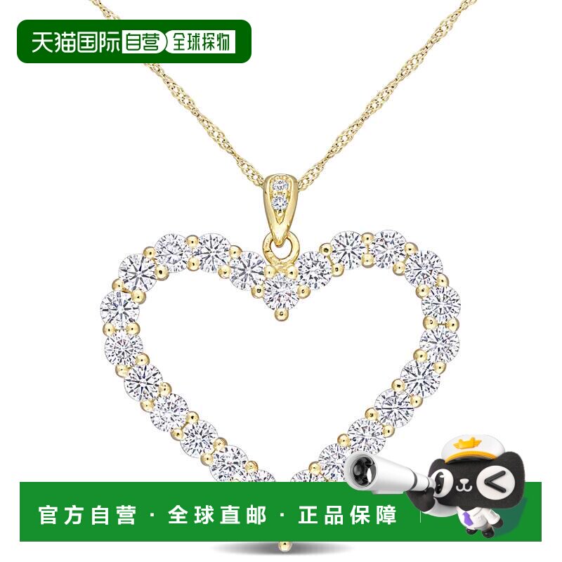 自营mimi & max2 2/5 CT DEW 创造莫桑石心形吊坠带链子镀黄色纯