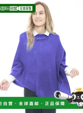 自营in2Cashmere Poncho with Textured Border - purple iris 美