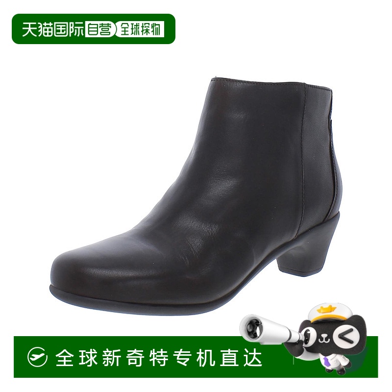 自营easy spirit女式皮革粗跟踝靴 - 深棕色 【美国奥莱】直发