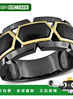 自营Mimi & Max 2 3/8 克拉 TW 黑色玛瑙站男士戒指 2 色纯银镀黄