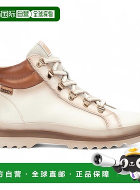 自营 Pikolinos女式Nata白色皮革脚踝训练靴-Vigo-白色 美国奥莱