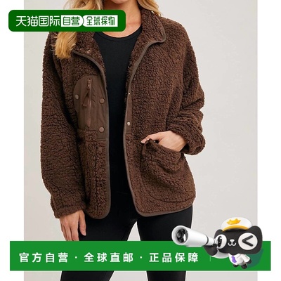 自营bluivyWomen's Button Down Fleece Sherpa Jacket In Coco -