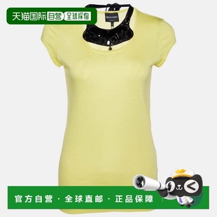 自营Emporio Armani Yellow Cotton & Modal Embellished Neck De