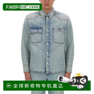 蓝色 自营 带胸袋 valentino经典 美国奥莱直发 纽扣牛仔衬衫