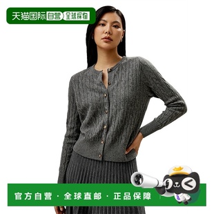 自营lilysilkCable-Knit Cashmere Crewneck Cardigan for Women