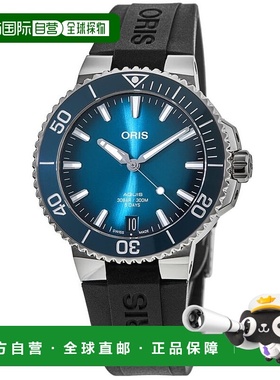 自营 Oris Aquis Aquispro Date Calibre 400蓝色表盘橡胶表带男0