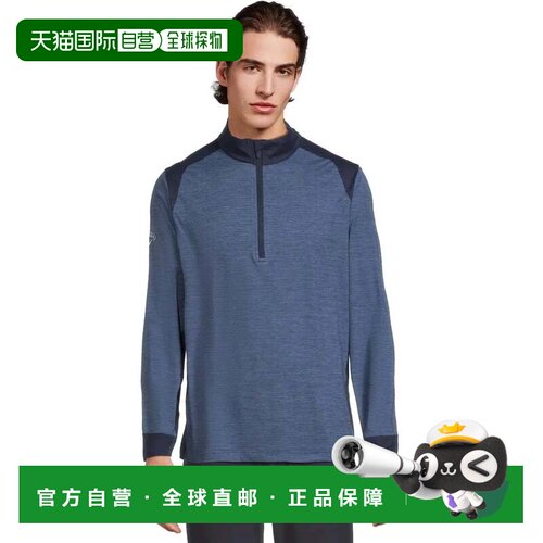自营Callaway高尔夫基础层顶级男士Peacoat柔软触感阻挡1/4拉链GB