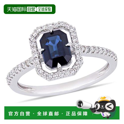 自营 mimi & max14K 白金 1 1/6 CT TGW 蓝宝石和 1/4 CT TW 钻石