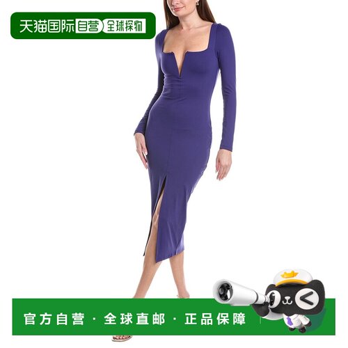 自营susana monaco Solid Midi Dress - blue 美国奥莱直发连衣裙