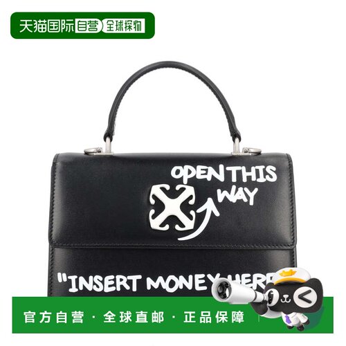 自营off-whiteNeutrals Jitney 1.4涂鸦小牛皮手提包-黑色 美国奥