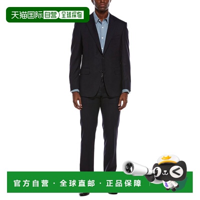 自营Canali 2pc羊毛混纺西装，搭配前平裤-蓝色 美国奥莱直发