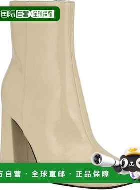 自营Nine West Spice Boots Women's Cream Patent Leather Squar