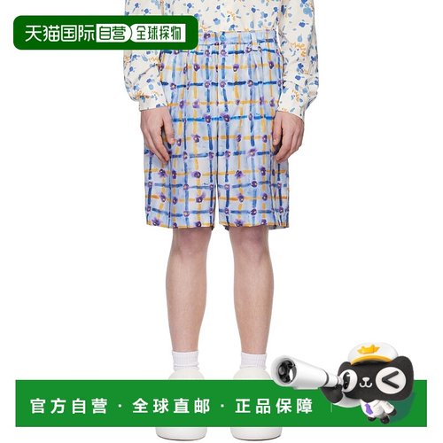 1h可退 香港直邮潮奢 Marni 玛尼 男士 蓝色 Saraband 短裤 PUMU0