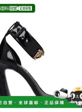 自营Versace Leather Stiletto Heel Women's Sandals - black 美