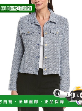 自营J.McLaughlin Colby Linen-Blend Jacket - blue/multi 美国