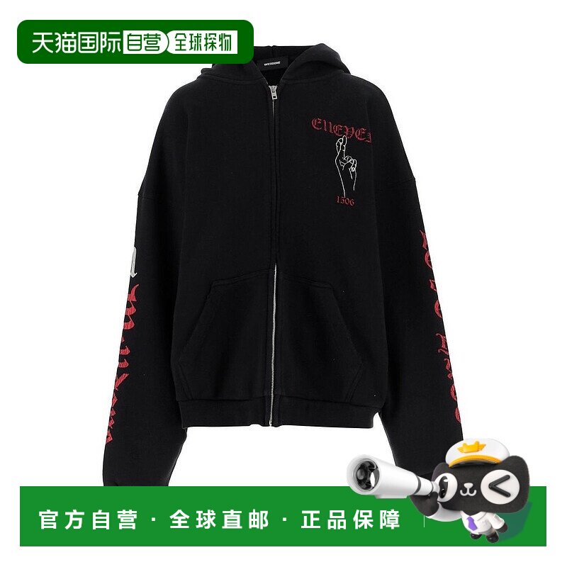 1h可退 香港直邮潮奢 We11Done 女士 黑色 Elleven Zip-up 连帽衫