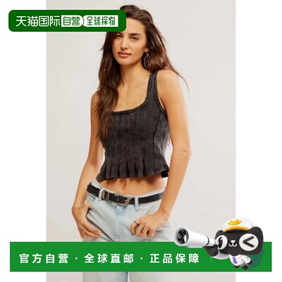 自营free peopleFree peops We The Free roll作物背心女士黑色荷