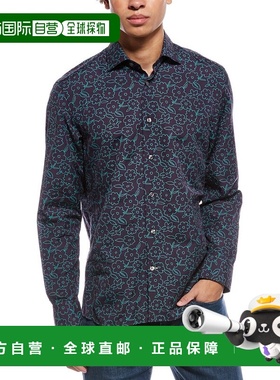 自营Robert Talbott Reynolds Floral Linen-Blend Shirt - blue