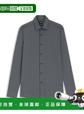 自营bossSlim-fit shirt in Italian-made performance-stretch f