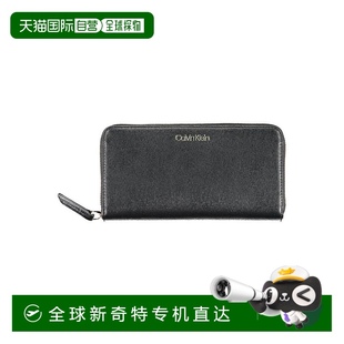 美国奥莱 自营calvin 黑色 klein凯文克莱聚乙烯女式 直发 钱包