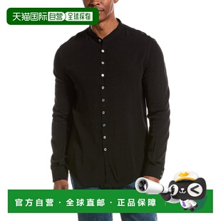 自营John Varvatos Multi Button Band Collar Shirt - black 美