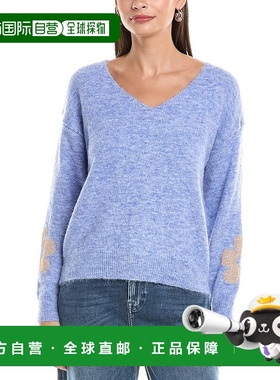 自营 anna kay安娜 凯V领毛衣-蓝色 美国奥莱直发