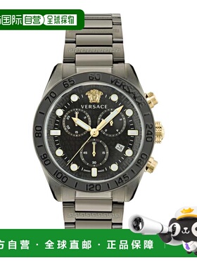 自营versaceGreca Dome Chrono手镯表-灰色/IP青铜色/黑色 美国奥