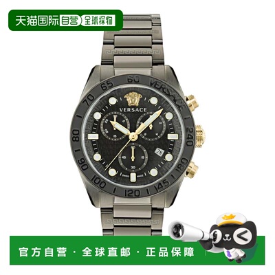 自营versaceGreca Dome Chrono手镯表-灰色/IP青铜色/黑色 美国奥