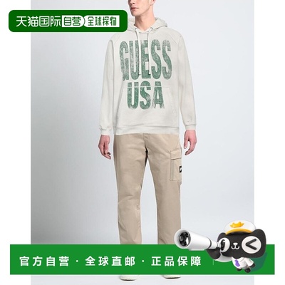 1h可退 【美国直邮】GUESS 连帽卫衣 男装 运动衫 纯色印花 100
