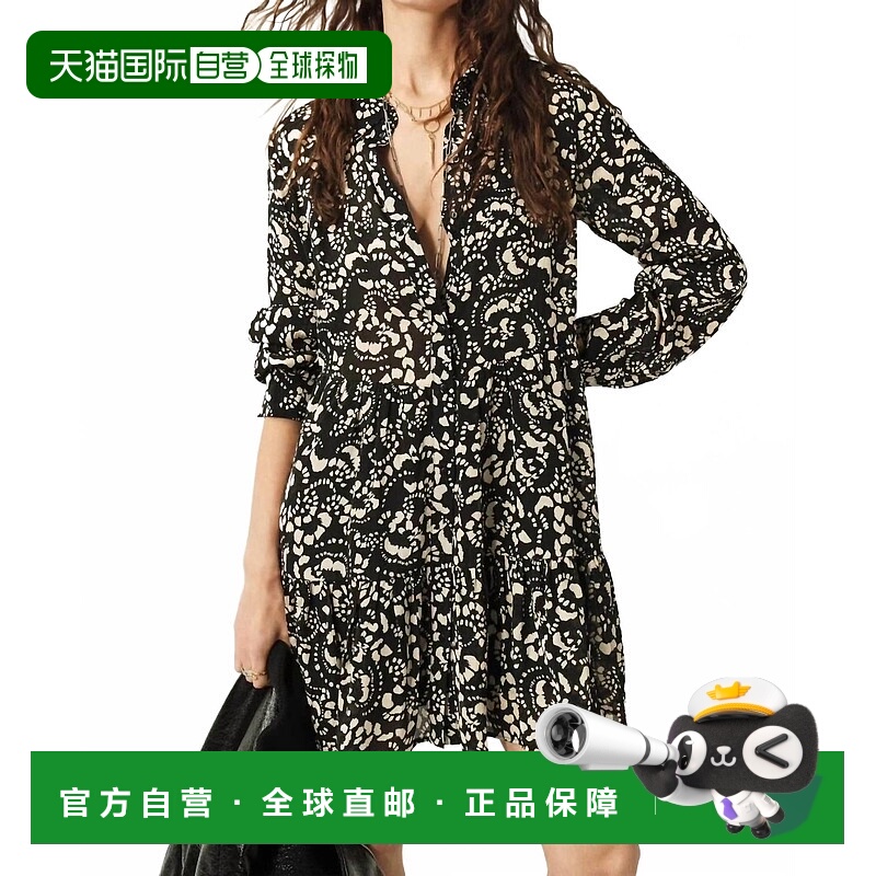 自营ba&shEflava黑色迷你连衣裙 美国奥莱直发