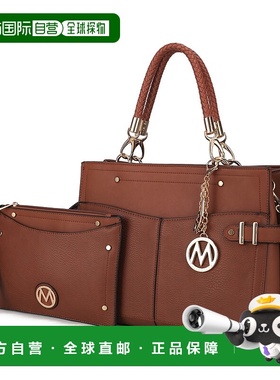 自营mia k collectionTenna 纯素皮革女士手提包配腕带 - cognac