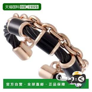 自营 Charriol St. Tropez 不锈钢粉红色和黑色 PVD 黑色珐琅电缆