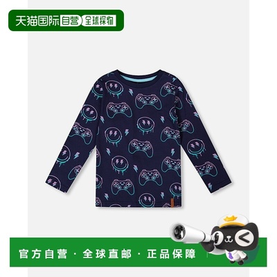 自营deux par deuxLong Sleeve Organic Cotton Allover Print Te