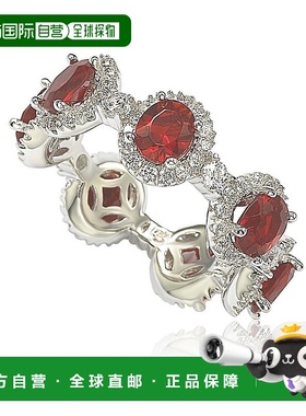 自营 Suzy Levian 椭圆形切割红宝石红色方晶锆石 925 纯银可叠戴