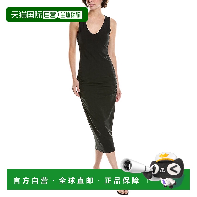 自营 James Perse管迷笛连衣裙-黑色 美国奥莱直发新款长裙包臀裙