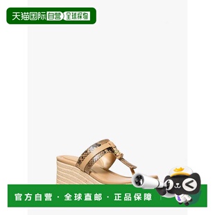 美国奥莱直发 骆驼 自营michael korsZoe蛇纹压花坡跟凉鞋