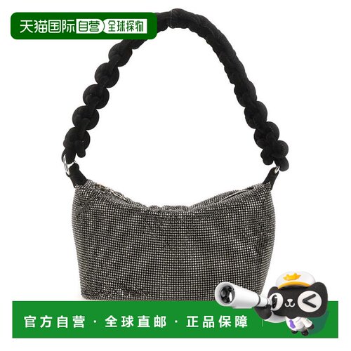 自营karaBag With Knotted Handle And Textured Surface - grey