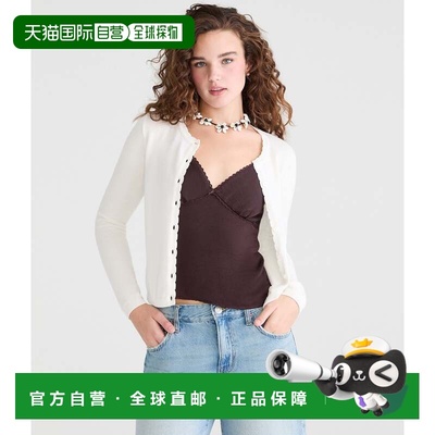 自营Aeropostale Scalloped Crew Cardigan - floral white 美国