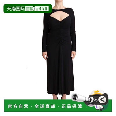 自营PINKO Nylon Stretch Long Sleeves Deep V-neck Maxi Women'