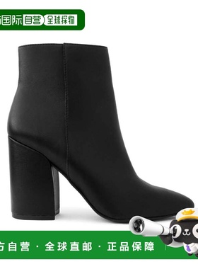 自营Sugar Evvie Boots Women's Black Almond Toe Block Heel An
