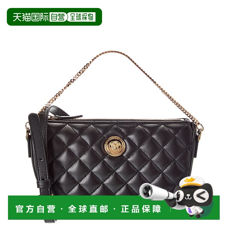 自营Versace La Medusa Quilted Leather Shoulder Bag - black