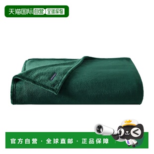 自营 Nautica 纯色绿色毛绒柔软特大号毯子 - 森林夜石南花 美国