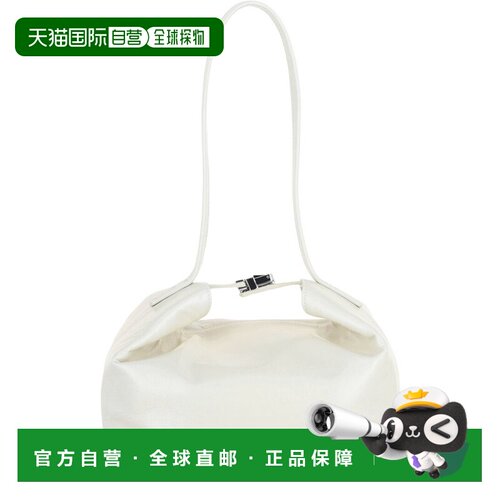 自营by far到目前为止Bea褶皱皮革单肩包-白色 美国奥莱直发