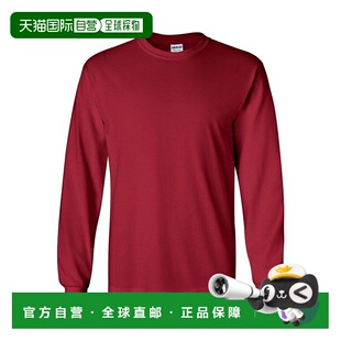 Gildan 纯棉长袖 T 恤 - 深红色 【美国奥莱】直发