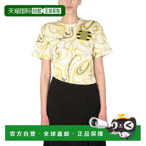 自营raf simonsHippie-Inspired Allover Pattern Crew Neck T-Sh