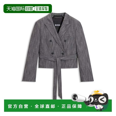 自营bossRegular-fit blazer in melange denim - patterned 美国