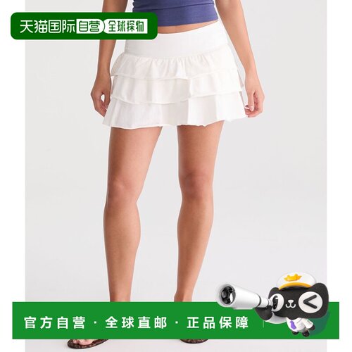 自营Aeropostale针织荷叶边Skort-花卉白色 美国奥莱直发